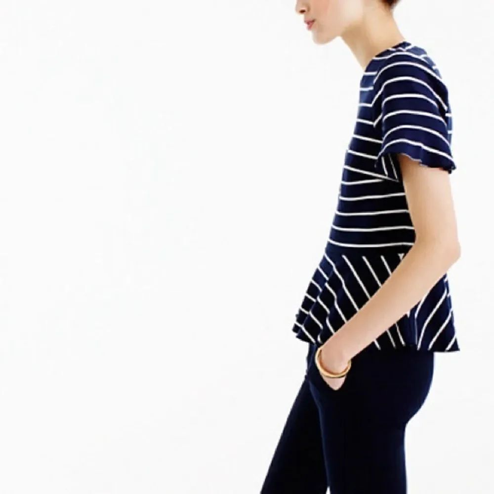 J Crew Structured Striped Peplum Top - Picture 3 of 9